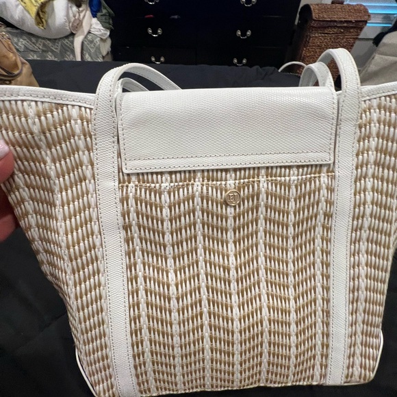 Eric Javits White and Brown Woven Tote - Picture 8 of 13